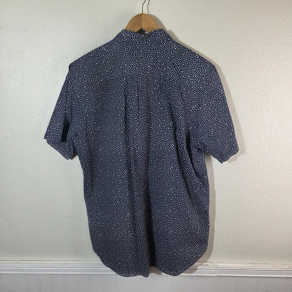 OBEY Navy Blue Polka Dot Short Sleeve Button Up Shirt Mens Large - Picture 3 of 11